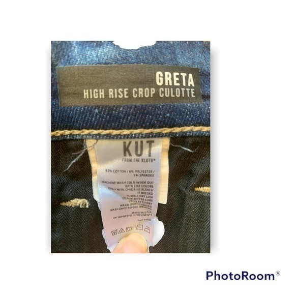KUT From The Kloth Greta High Rise Crop Culotte frayed hem jeans - Picture 8 of 9